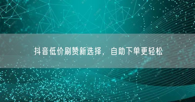 抖音低价刷赞新选择，自助下单更轻松