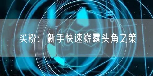 买粉：新手快速崭露头角之策