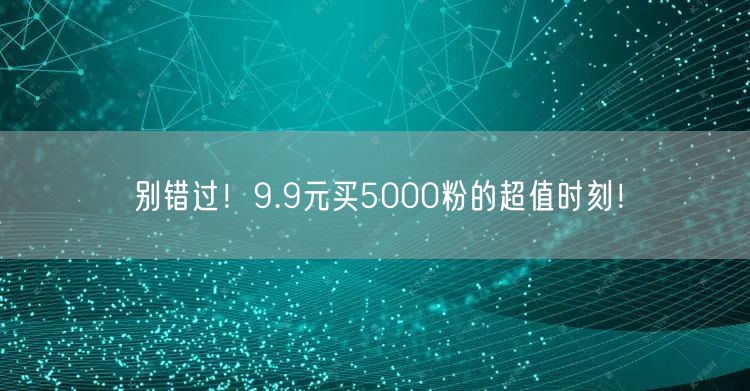 别错过！9.9元买5000粉的超值时刻！