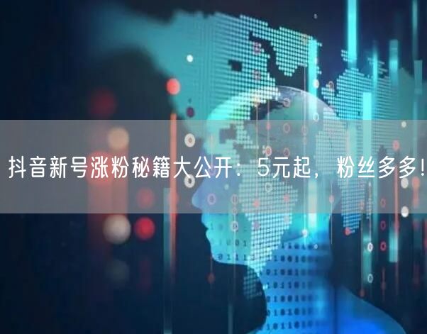 抖音新号涨粉秘籍大公开：5元起，粉丝多多！