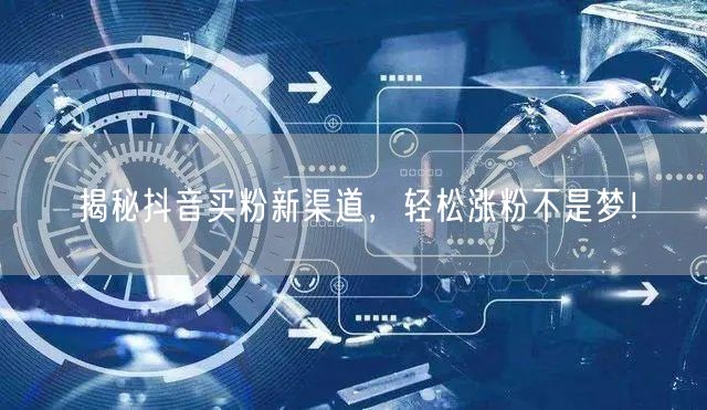 揭秘抖音买粉新渠道，轻松涨粉不是梦！