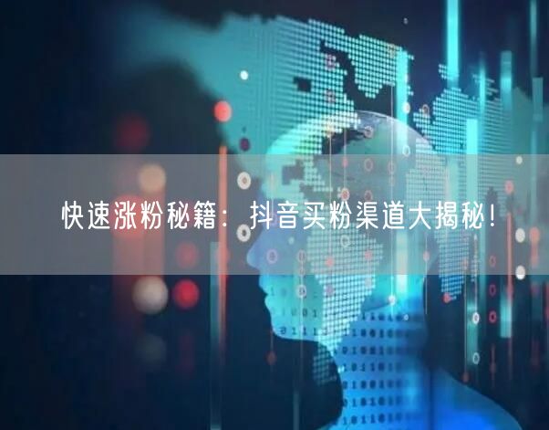 快速涨粉秘籍：抖音买粉渠道大揭秘！