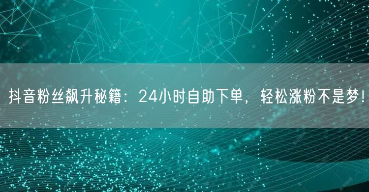 抖音粉丝飙升秘籍：24小时自助下单，轻松涨粉不是梦！