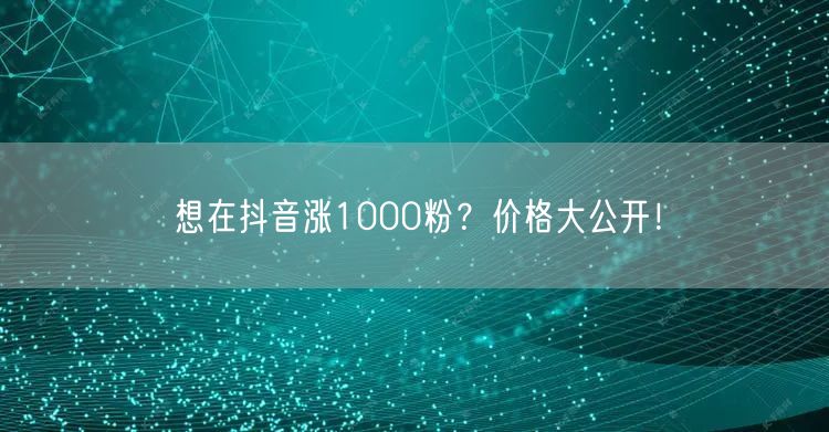 想在抖音涨1000粉？价格大公开！