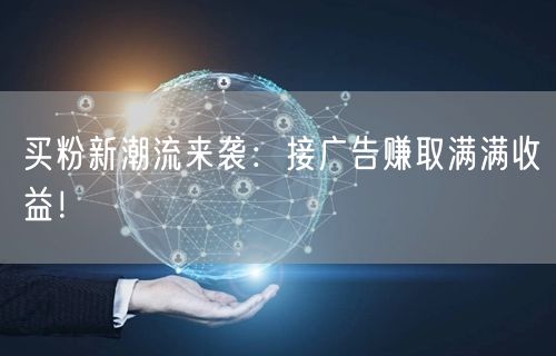 买粉新潮流来袭：接广告赚取满满收益！