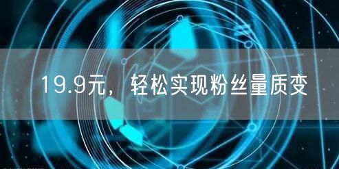 19.9元，轻松实现粉丝量质变