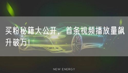买粉秘籍大公开，首条视频播放量飙升破万！