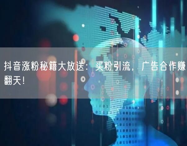 抖音涨粉秘籍大放送：买粉引流，广告合作赚翻天！