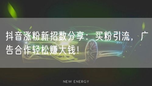 抖音涨粉新招数分享：买粉引流，广告合作轻松赚大钱！