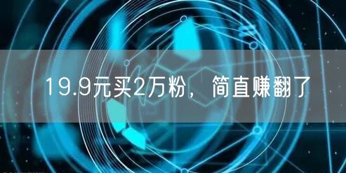 19.9元买2万粉，简直赚翻了