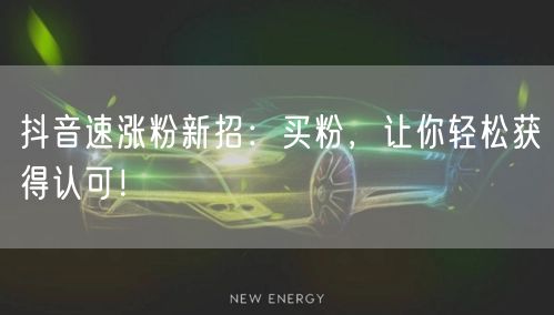 抖音速涨粉新招：买粉，让你轻松获得认可！