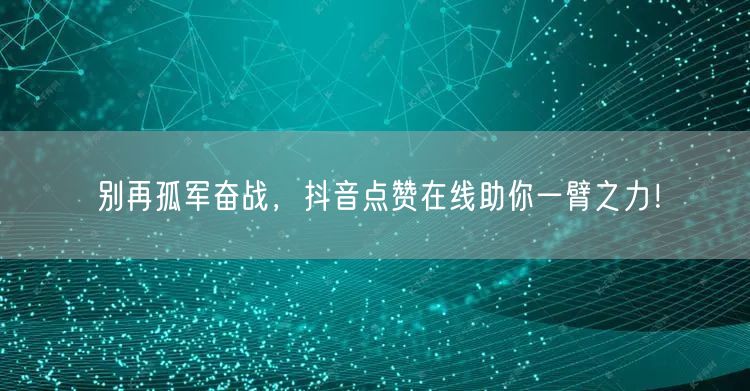 别再孤军奋战，抖音点赞在线助你一臂之力！