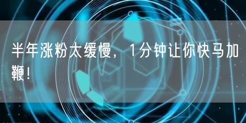 半年涨粉太缓慢，1分钟让你快马加鞭！