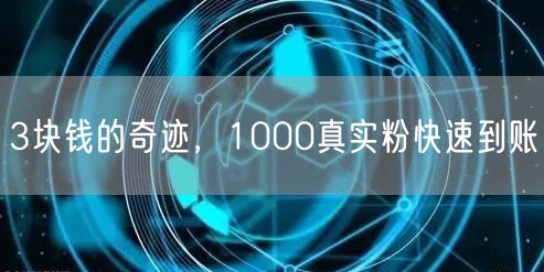3块钱的奇迹，1000真实粉快速到账