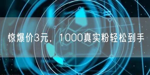 惊爆价3元，1000真实粉轻松到手