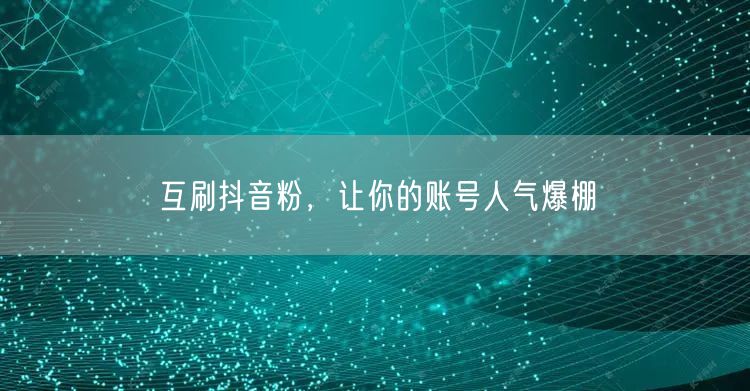 互刷抖音粉，让你的账号人气爆棚