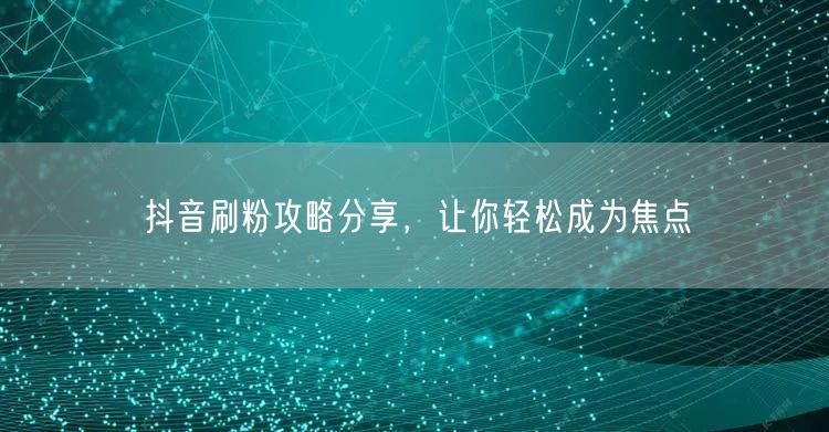 抖音刷粉攻略分享，让你轻松成为焦点