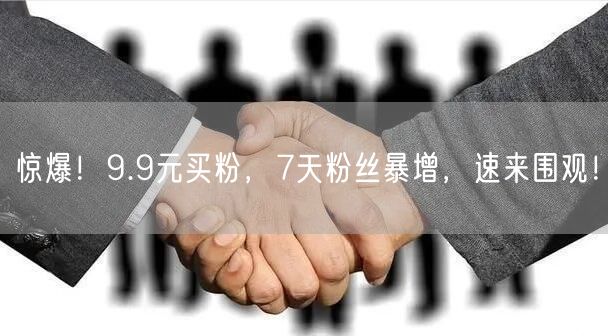 惊爆！9.9元买粉，7天粉丝暴增，速来围观！