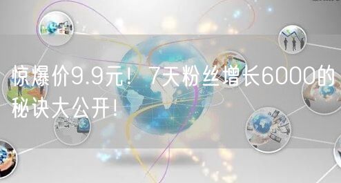 惊爆价9.9元！7天粉丝增长6000的秘诀大公开！