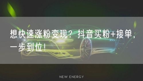 想快速涨粉变现？抖音买粉+接单，一步到位！