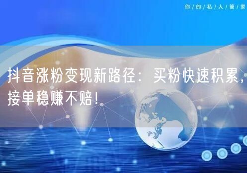 抖音涨粉变现新路径：买粉快速积累，接单稳赚不赔！