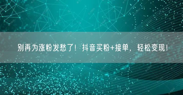 别再为涨粉发愁了！抖音买粉+接单，轻松变现！