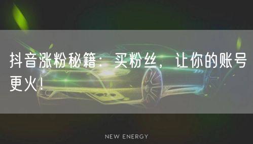 抖音涨粉秘籍：买粉丝，让你的账号更火！