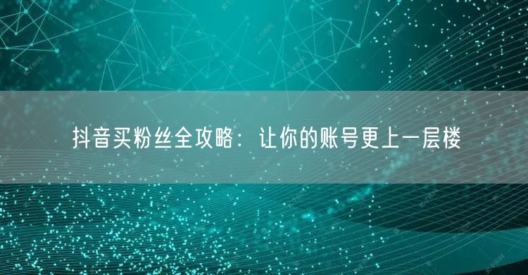 抖音买粉丝全攻略：让你的账号更上一层楼