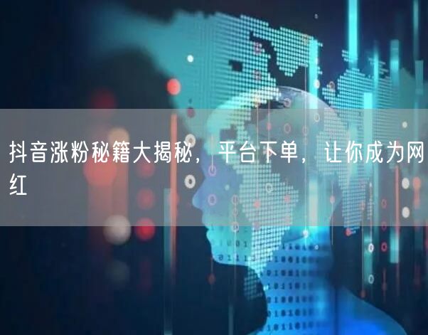 抖音涨粉秘籍大揭秘，平台下单，让你成为网红