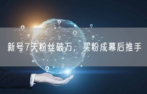 新号7天粉丝破万，买粉成幕后推手