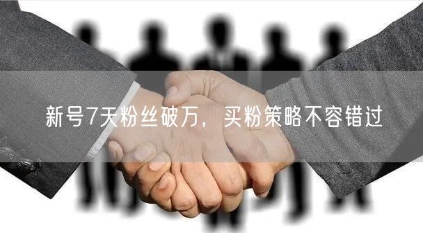 新号7天粉丝破万，买粉策略不容错过