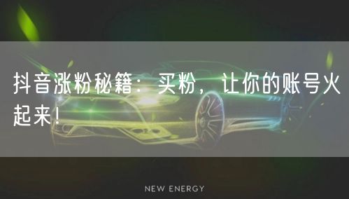 抖音涨粉秘籍：买粉，让你的账号火起来！