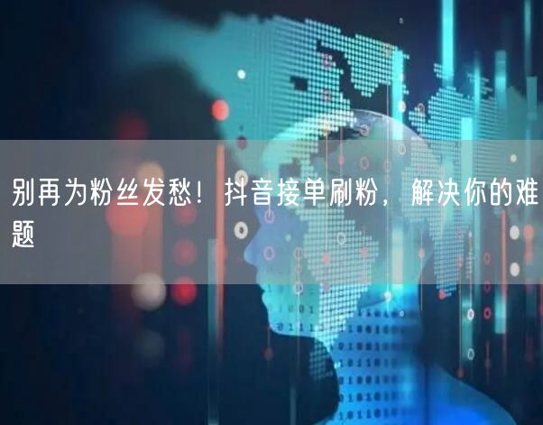 别再为粉丝发愁！抖音接单刷粉，解决你的难题