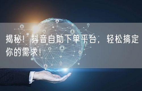 揭秘！抖音自助下单平台，轻松搞定你的需求！