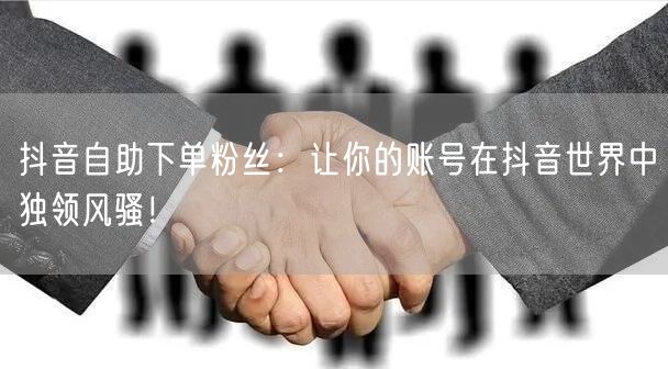 抖音自助下单粉丝：让你的账号在抖音世界中独领风骚！