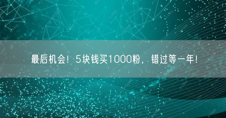 最后机会！5块钱买1000粉，错过等一年！