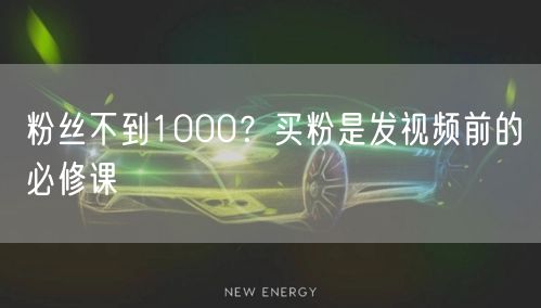 粉丝不到1000？买粉是发视频前的必修课