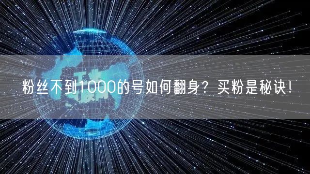 粉丝不到1000的号如何翻身？买粉是秘诀！