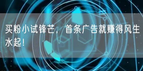 买粉小试锋芒，首条广告就赚得风生水起！