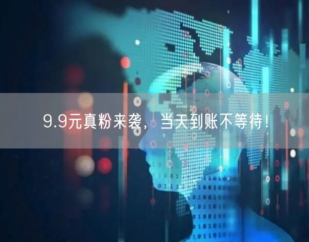 9.9元真粉来袭，当天到账不等待！