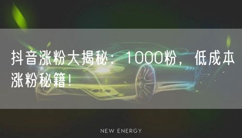抖音涨粉大揭秘：1000粉，低成本涨粉秘籍！