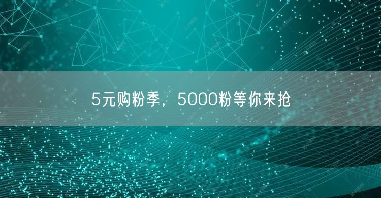 5元购粉季，5000粉等你来抢