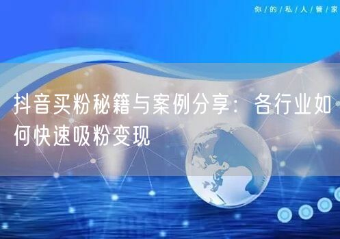 抖音买粉秘籍与案例分享：各行业如何快速吸粉变现