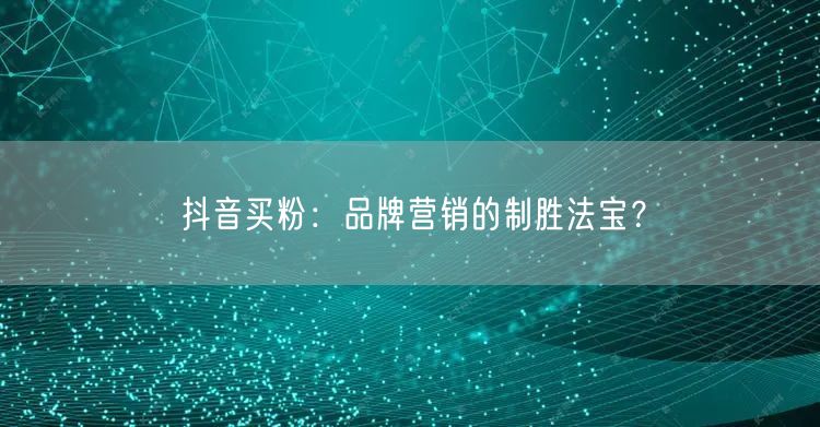 抖音买粉：品牌营销的制胜法宝？