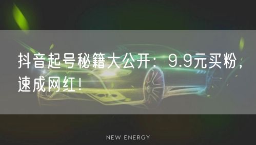 抖音起号秘籍大公开：9.9元买粉，速成网红！