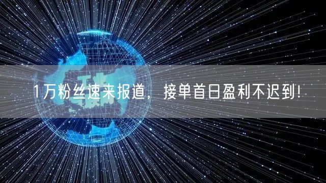 1万粉丝速来报道，接单首日盈利不迟到！