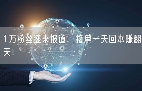1万粉丝速来报道，接单一天回本赚翻天！