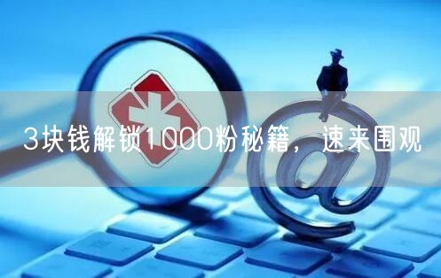 3块钱解锁1000粉秘籍，速来围观