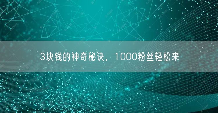 3块钱的神奇秘诀，1000粉丝轻松来