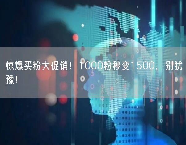 惊爆买粉大促销！1000粉秒变1500，别犹豫！
